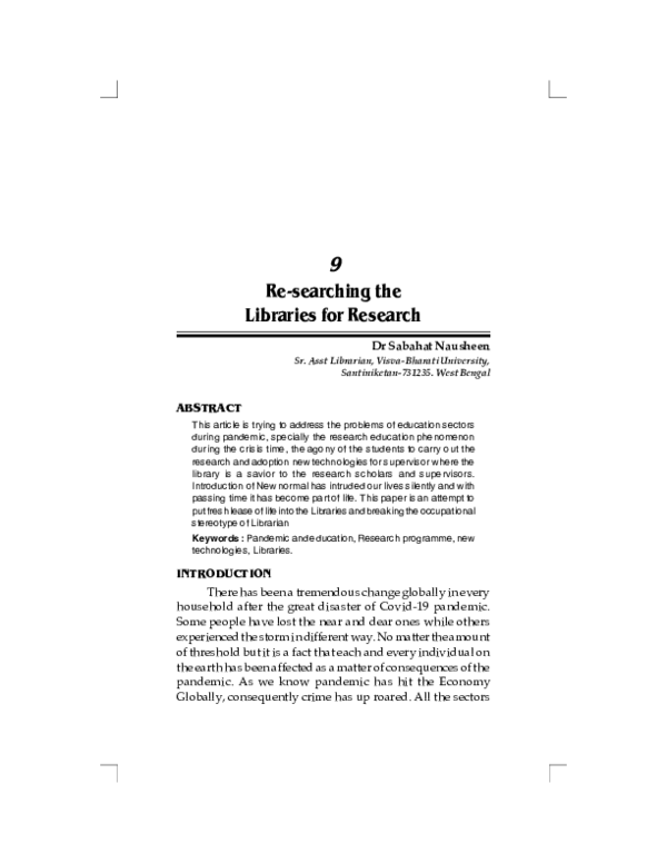 (PDF) Re-searching the Libraries for Research