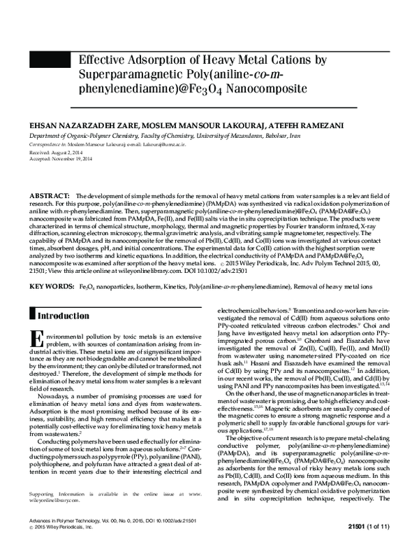 (PDF) Effective Adsorption of Heavy Metal Cations by Superparamagnetic ...