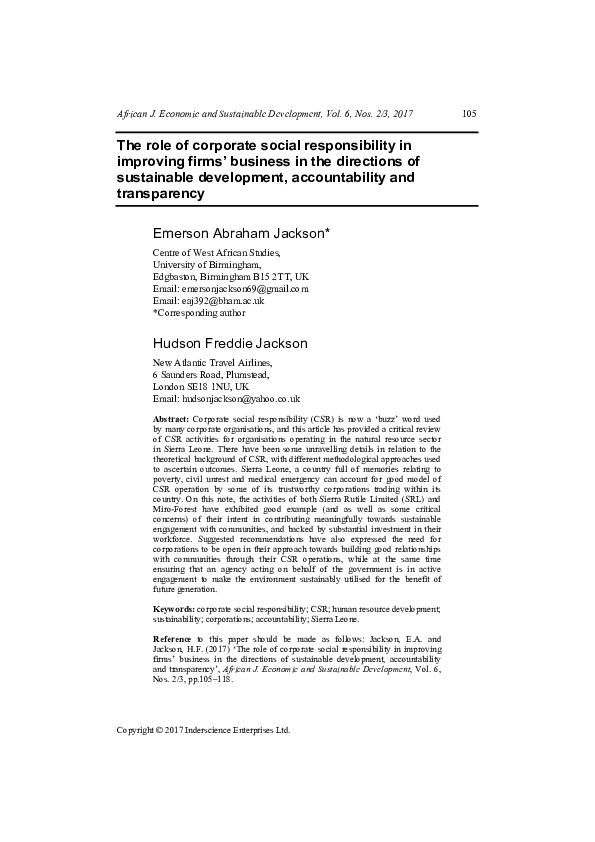 (PDF) The role of corporate social responsibility in improving firms ...