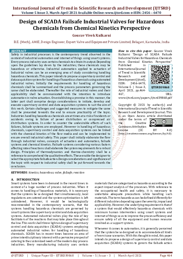 (PDF) Design of SCADA Failsafe Industrial Valves for Hazardous ...