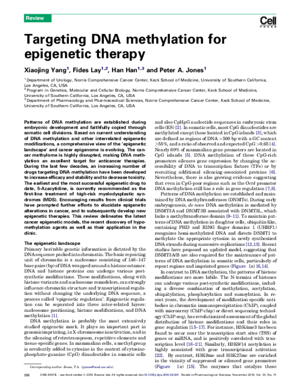 (PDF) Targeting DNA methylation for epigenetic therapy