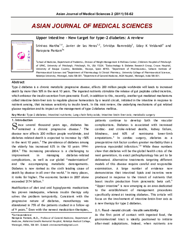 pdf upper intestine new target for type 2 diabetes a review
