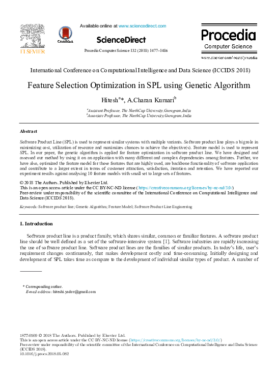 (PDF) Feature Selection Optimization in SPL using Genetic Algorithm