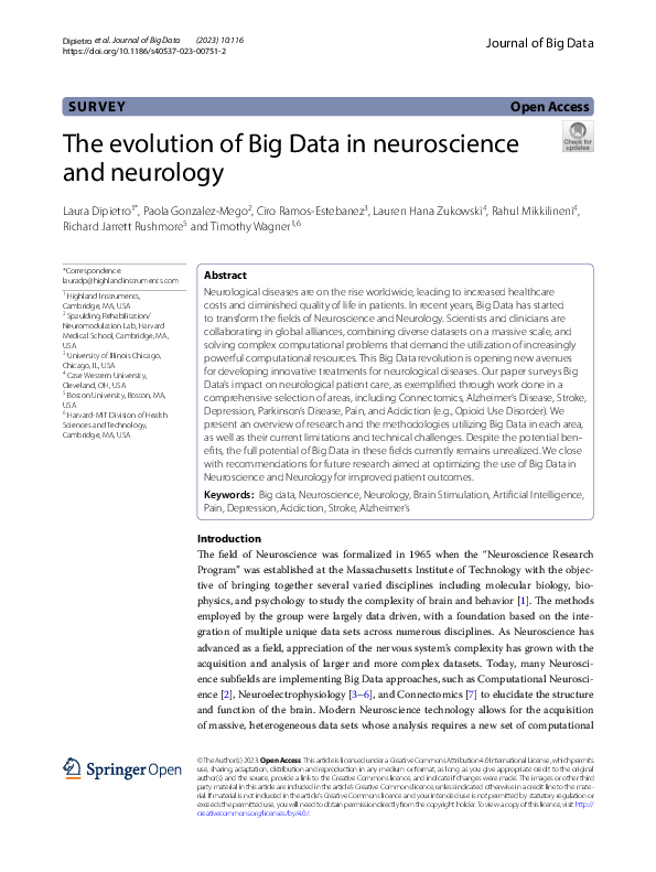 (PDF) The evolution of Big Data in neuroscience and neurology