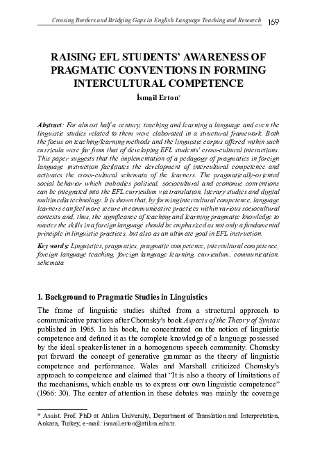 (PDF) Raising Efl Students’ Awareness of Pragmatic Conventions in ...
