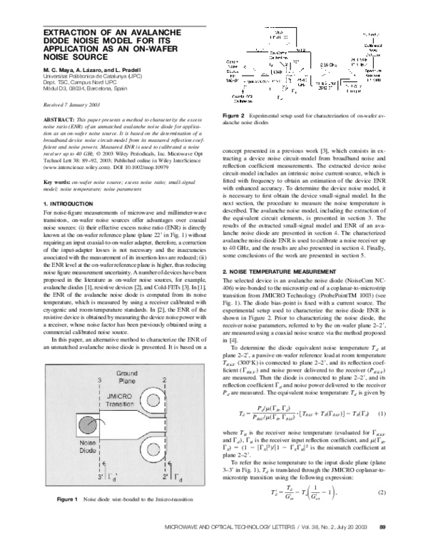 (PDF) Extraction of an avalanche diode noise model for its application ...
