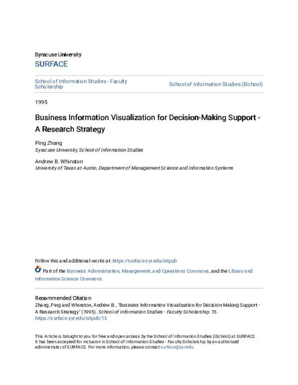 (PDF) Business Information Visualization for Decision-Making Support-A ...