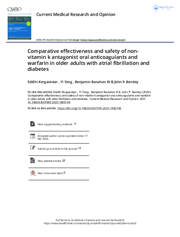 (PDF) Comparative effectiveness and safety of non-vitamin K antagonist ...