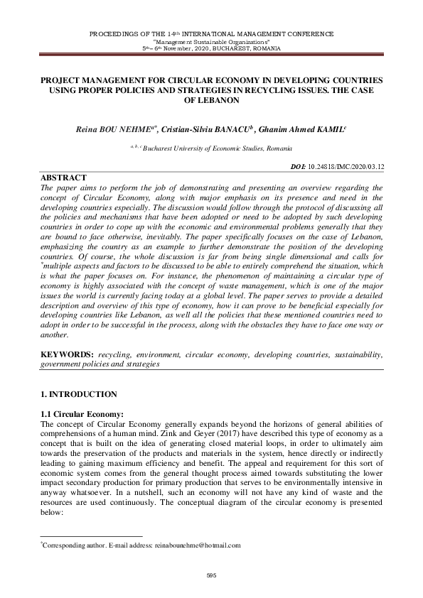 (PDF) Project Management for Circular Economy in Developing Countries ...