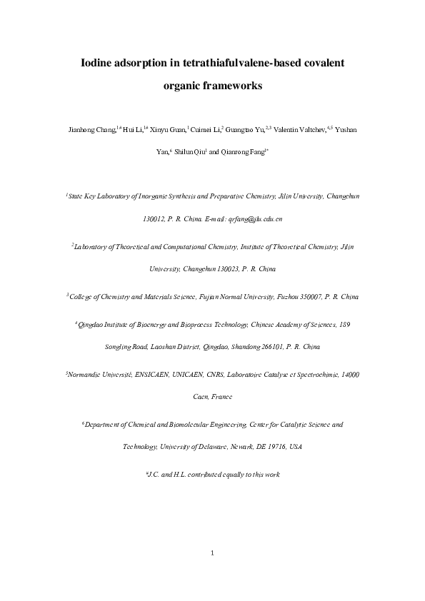 (PDF) Iodine Adsorption in Tetrathiafulvalene-Based Covalent Organic ...