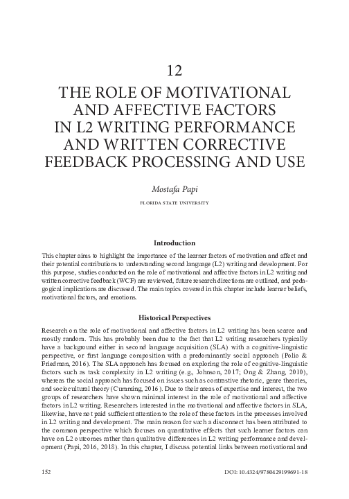 (PDF) The Role of Motivational and Affective Factors in L2 Writing ...
