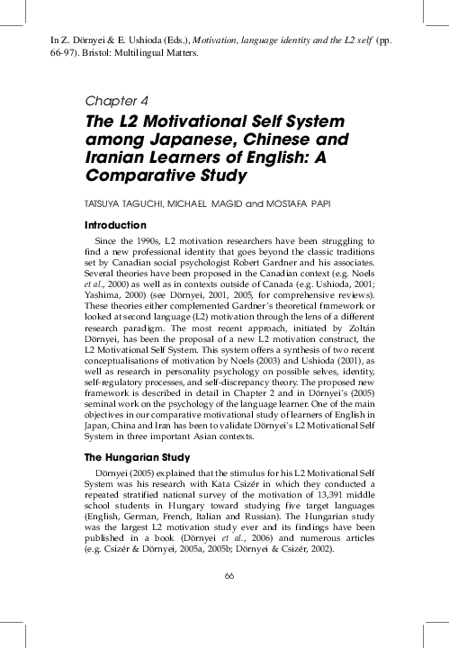 (PDF) The L2 motivational self system among Japanese, Chinese and ...