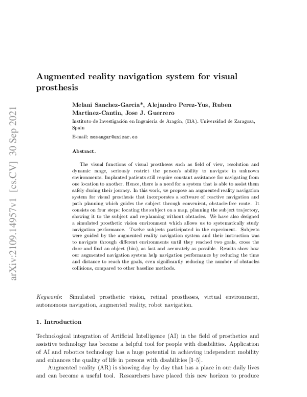 (PDF) Augmented reality navigation system for visual prosthesis
