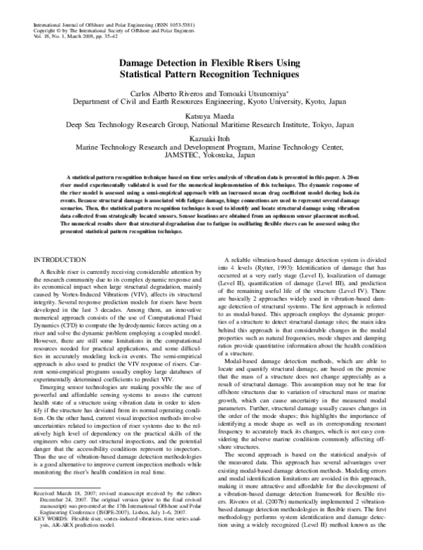 (PDF) Damage Detection In Flexible Risers Using Statistical Pattern ...