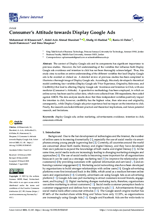 (PDF) Consumer’s Attitude towards Display Google Ads