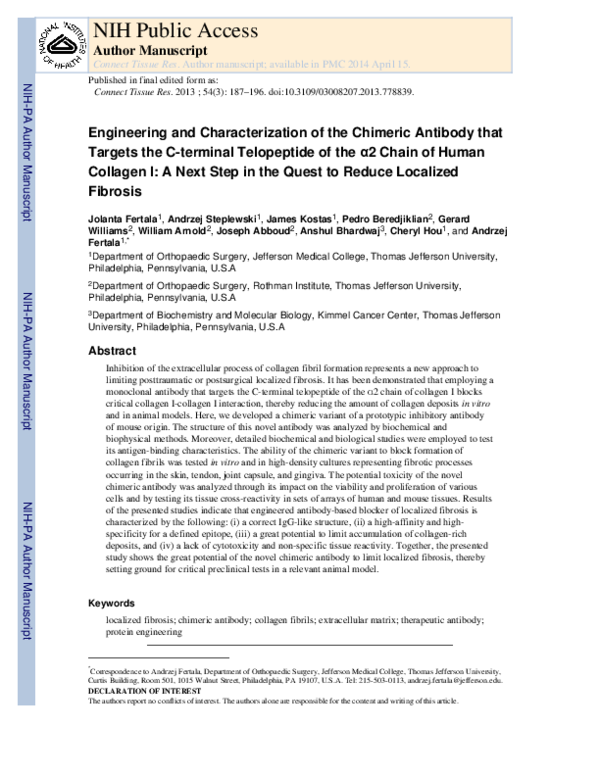 (PDF) Engineering and Characterization of the Chimeric Antibody that ...