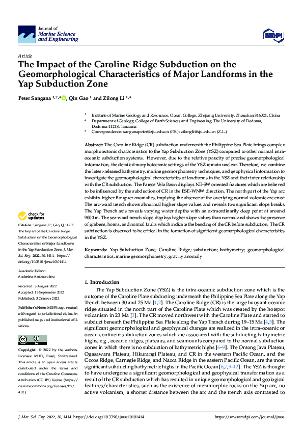 (PDF) The Impact of the Caroline Ridge Subduction on the ...