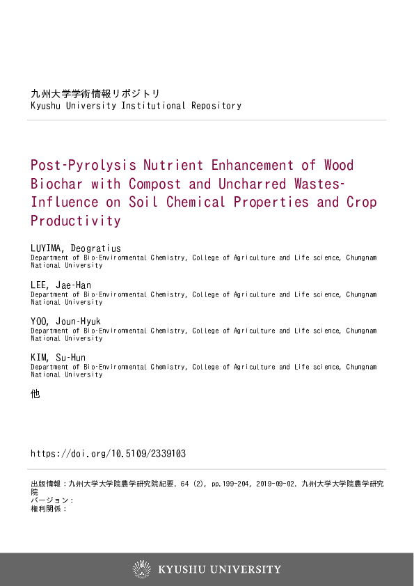 (PDF) Post–Pyrolysis Nutrient Enhancement of Wood Biochar with Compost ...