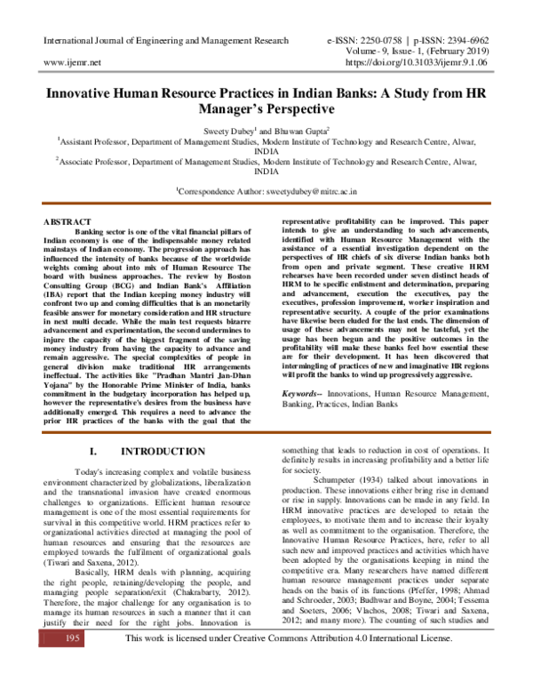 (PDF) Innovative Human Resource Practices in Indian Banks: A Study from ...
