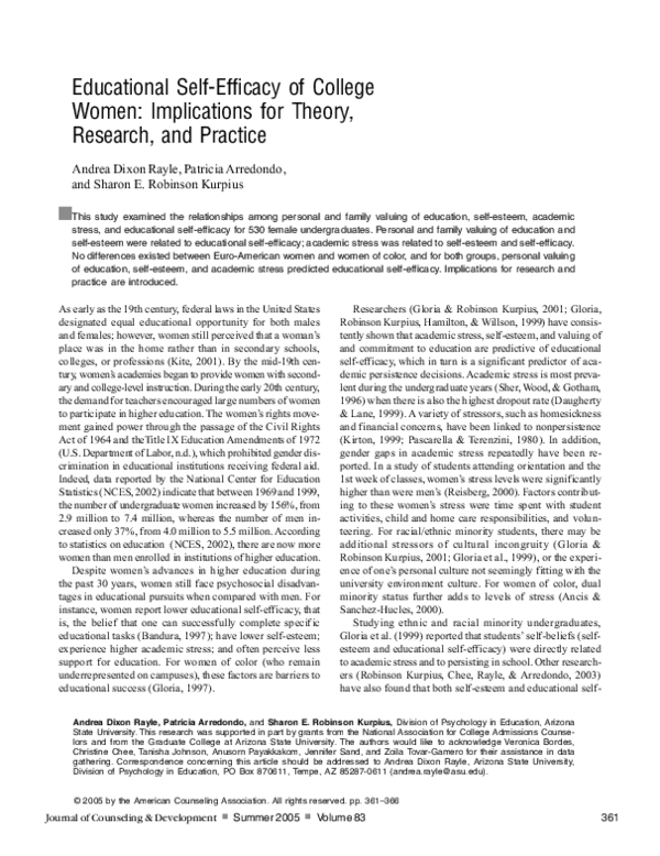  pdf educational self efficacy of college women implications for