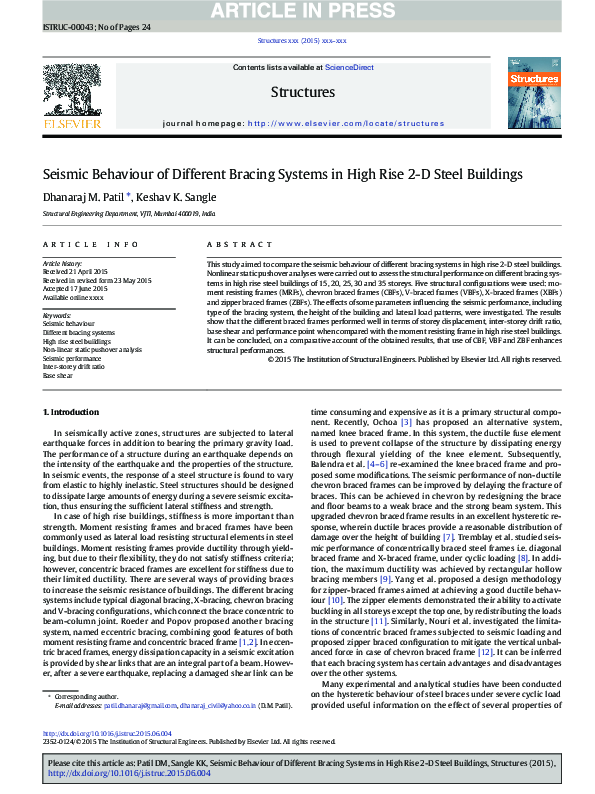 (PDF) Seismic Behaviour of Different Bracing Systems in High Rise 2-D ...