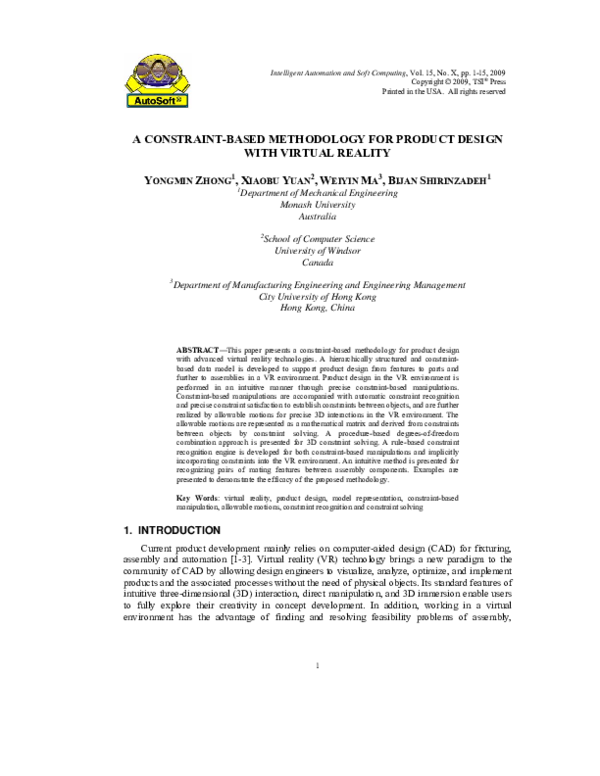 (PDF) A Constraint-Based Methodology For Product Design With Virtual ...