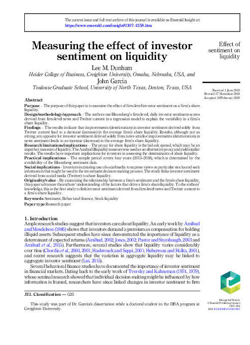 (PDF) Measuring the effect of investor sentiment on liquidity