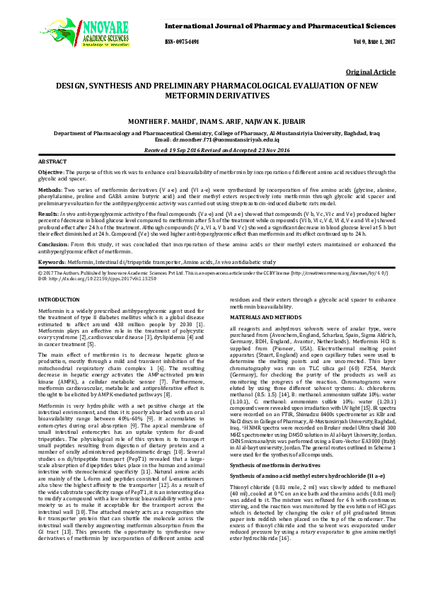 (PDF) DESIGN, SYNTHESIS AND PRELIMINARY PHARMACOLOGICAL EVALUATION OF ...
