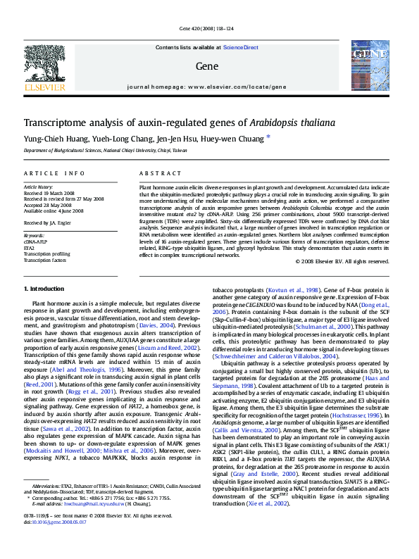 (PDF) Transcriptome analysis of auxin-regulated genes of Arabidopsis ...
