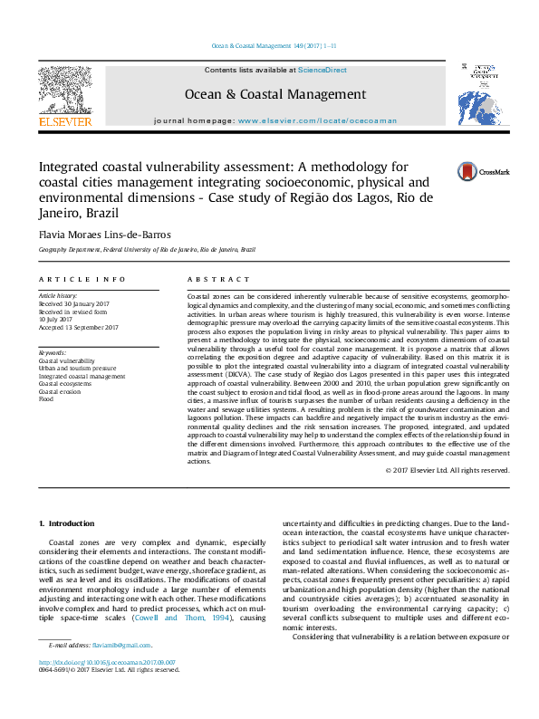 (PDF) Integrated coastal vulnerability assessment: A methodology for ...