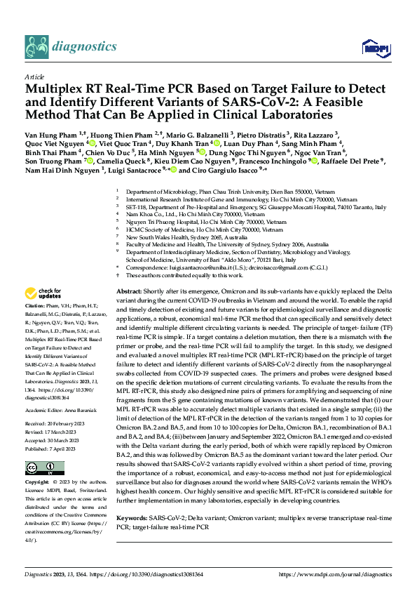 (PDF) Multiplex RT Real-Time PCR Based on Target Failure to Detect and ...