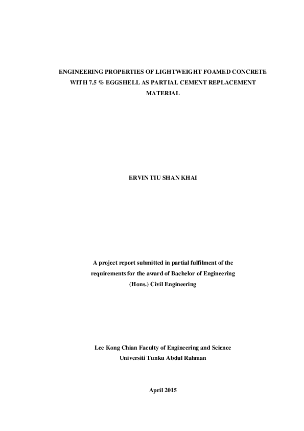 (PDF) Engineering properties of lightwieght foamed concrete with 7.5% ...