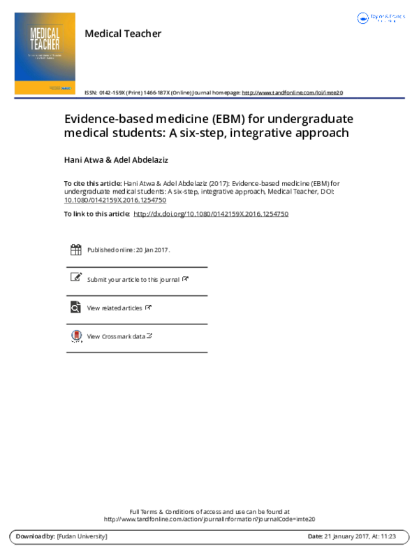 (PDF) Evidence-based medicine (EBM) for undergraduate medical students ...