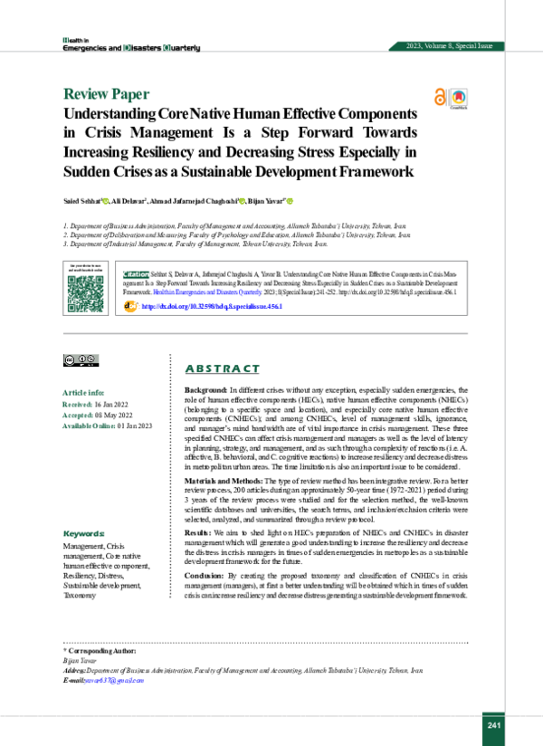 (PDF) Understanding Core Native Human Effective Components in Crisis ...