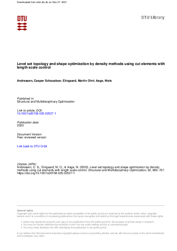 (PDF) Level set topology and shape optimization by density methods ...