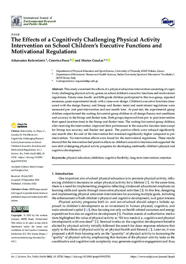 (PDF) The Effects of a Cognitively Challenging Physical Activity ...