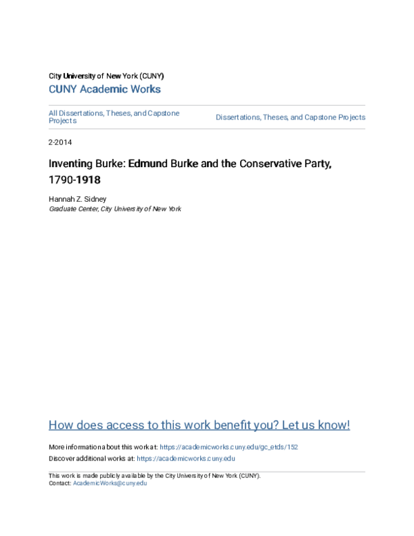 PDF) Inventing Burke: Edmund Burke and the Conservative Party