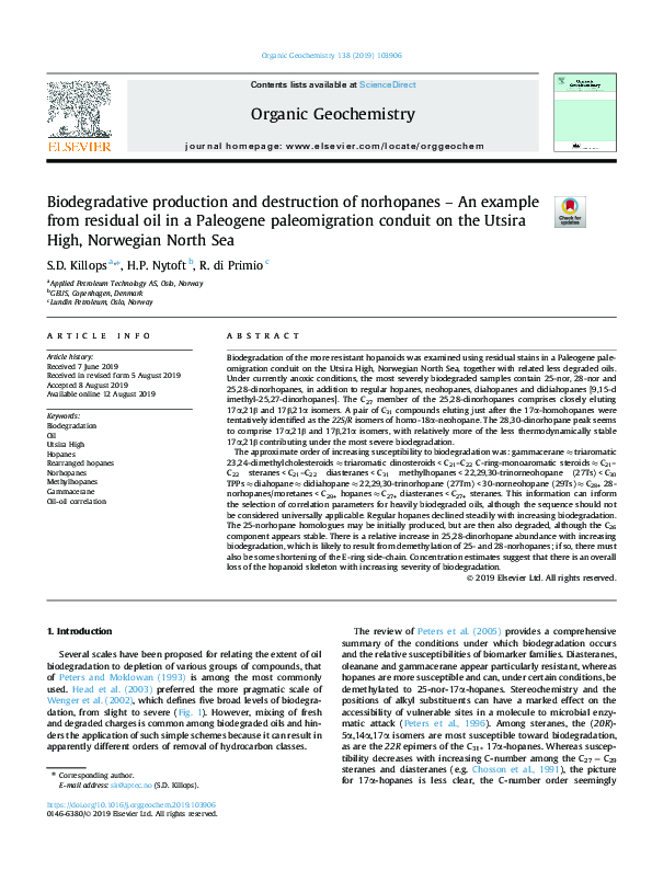 (PDF) Biodegradative production and destruction of norhopanes – An ...