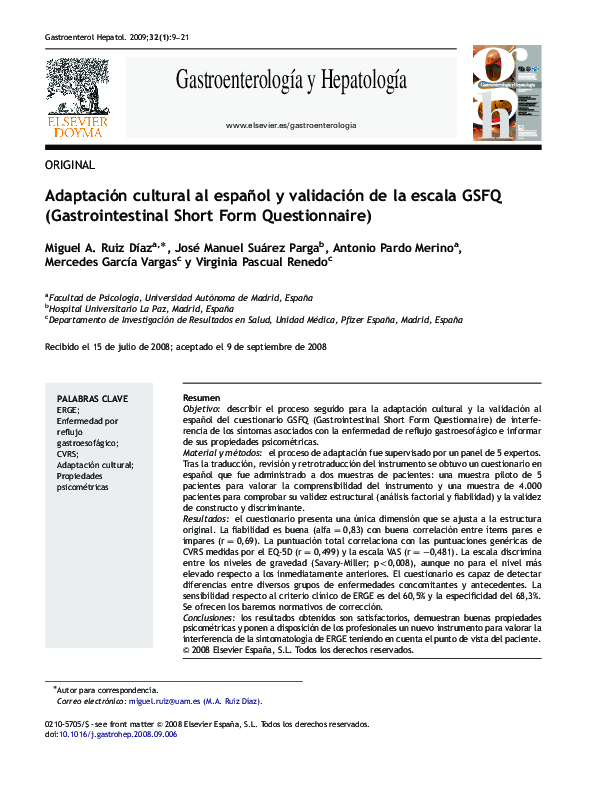 (PDF) Adaptación cultural al español y validación de la escala GSFQ ...