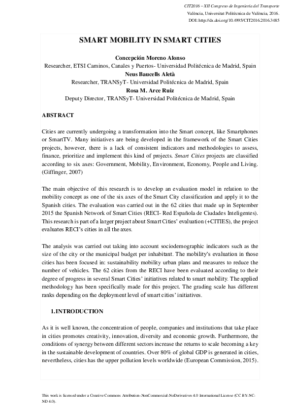 (PDF) Smart Mobility in Smart Cities