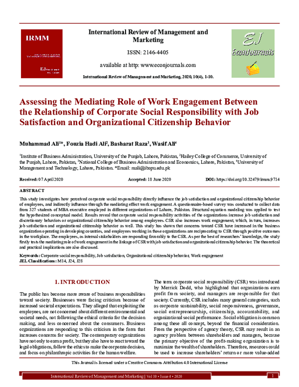 (PDF) Assessing the Mediating Role of Work Engagement Between the ...