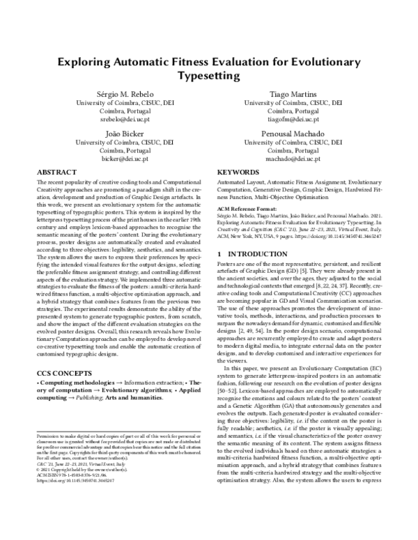 (PDF) Exploring Automatic Fitness Evaluation for Evolutionary Typesetting