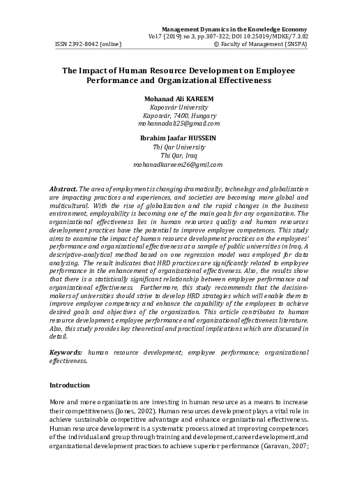 (PDF) The Impact of Human Resource Development on Employee Performance ...