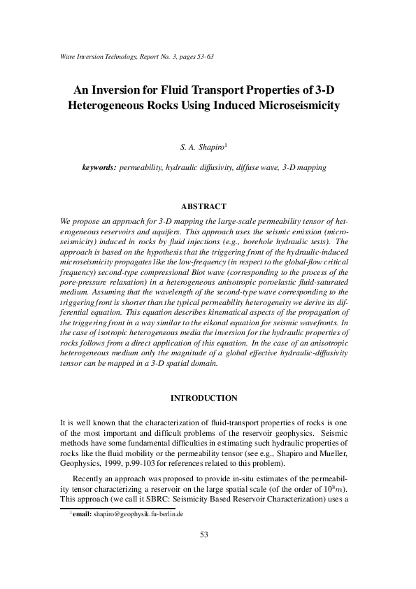 (PDF) An Inversion for Fluid Transport Properties of 3-D Heterogeneous ...