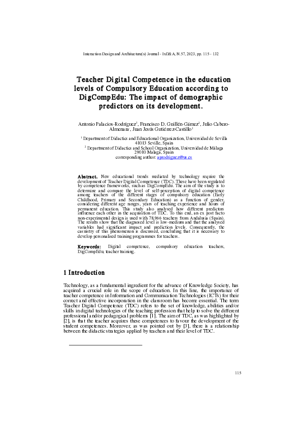 (PDF) Teacher Digital Competence in the stages of Compulsory Education ...