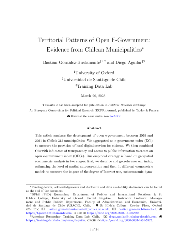 (PDF) Territorial Patterns of Open E-Government: Evidence from Chilean ...