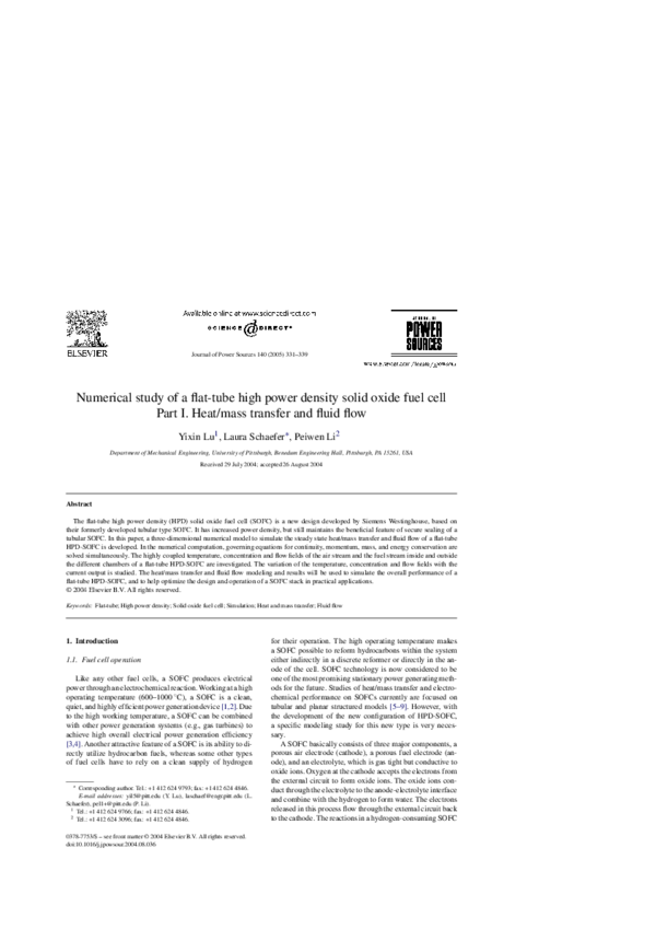 (PDF) Numerical study of a flat-tube high power density solid oxide ...
