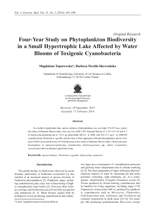 Photo inspiration: Gallery Detail: Pdf Four Year Study On Phytoplankton Biodiversity In A Small