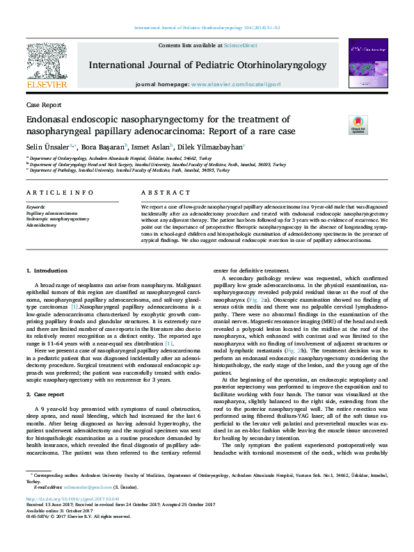 (PDF) Endonasal endoscopic nasopharyngectomy for the treatment of ...