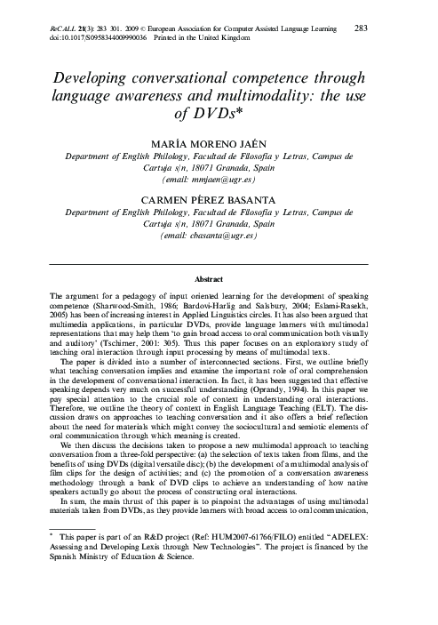 (PDF) Developing conversational competence through language awareness ...